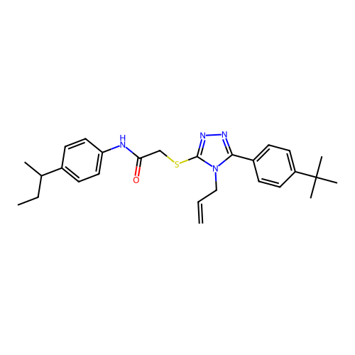N-[4-(butan-2-yl)phenyl]-2-{[5-(4-tert-butylphenyl)-4-(prop-2-en-1-yl)-4H-1,2,4-triazol-3-yl]sulfanyl}acetamide structure