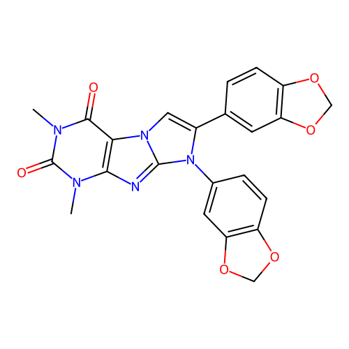 6,7-bis(1,3-benzodioxol-5-yl)-2,4-dimethylpurino[7,8-a]imidazole-1,3-dione structure