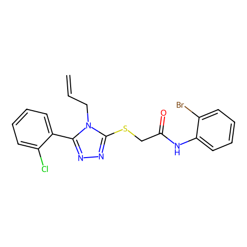 N-(2-bromophenyl)-2-[[5-(2-chlorophenyl)-4-prop-2-enyl-1,2,4-triazol-3-yl]sulfanyl]acetamide structure