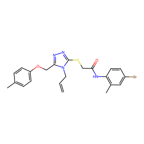 2-((4-allyl-5-((p-tolyloxy)methyl)-4H-1,2,4-triazol-3-yl)thio)-N-(4-bromo-2-methylphenyl)acetamide structure