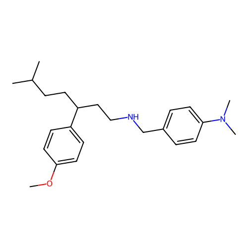 4-(((3-(4-methoxyphenyl)-6-methylheptyl)amino)methyl)-N,N-dimethylaniline structure