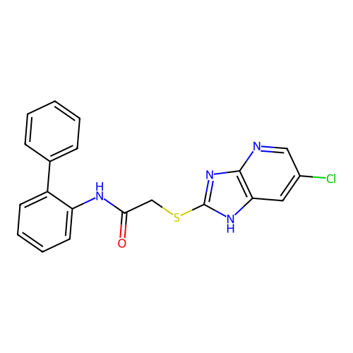 N-(biphenyl-2-yl)-2-[(6-chloro-1H-imidazo[4,5-b]pyridin-2-yl)sulfanyl]acetamide structure
