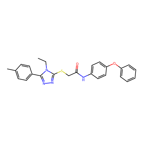 2-[[4-ethyl-5-(4-methylphenyl)-1,2,4-triazol-3-yl]sulfanyl]-N-(4-phenoxyphenyl)acetamide structure