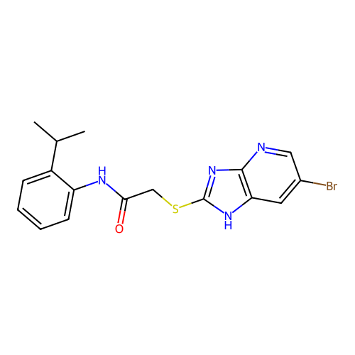 2-((6-bromo-3H-imidazo[4,5-b]pyridin-2-yl)thio)-N-(2-isopropylphenyl)acetamide structure