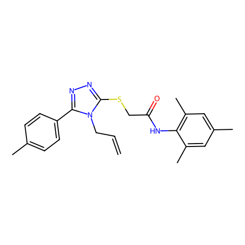 2-((4-allyl-5-(p-tolyl)-4H-1,2,4-triazol-3-yl)thio)-N-mesitylacetamide structure