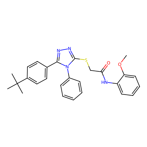 2-{[5-(4-tert-butylphenyl)-4-phenyl-4H-1,2,4-triazol-3-yl]sulfanyl}-N-(2-methoxyphenyl)acetamide structure