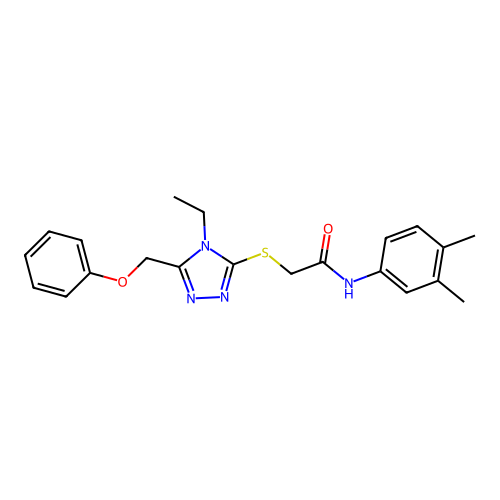 N-(3,4-dimethylphenyl)-2-{[4-ethyl-5-(phenoxymethyl)-4H-1,2,4-triazol-3-yl]sulfanyl}acetamide structure