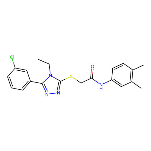 2-{[5-(3-chlorophenyl)-4-ethyl-4H-1,2,4-triazol-3-yl]sulfanyl}-N-(3,4-dimethylphenyl)acetamide structure