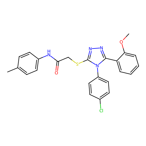 2-{[4-(4-chlorophenyl)-5-(2-methoxyphenyl)-4H-1,2,4-triazol-3-yl]sulfanyl}-N-(4-methylphenyl)acetamide structure