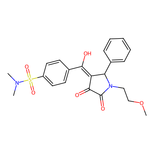 4-[4-hydroxy-1-(2-methoxyethyl)-5-oxo-2-phenyl-2,5-dihydro-1H-pyrrole-3-carbonyl]-N,N-dimethylbenzene-1-sulfonamide structure