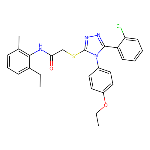 2-{[5-(2-chlorophenyl)-4-(4-ethoxyphenyl)-4H-1,2,4-triazol-3-yl]sulfanyl}-N-(2-ethyl-6-methylphenyl)acetamide structure