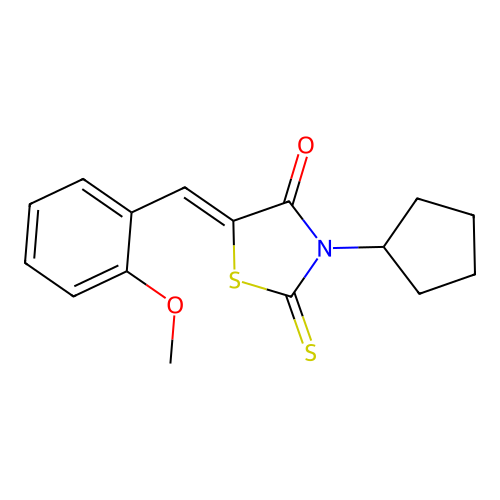 3-Cyclopentyl-5-[(2-methoxyphenyl)methylene]-2-thioxo-1,3-thiazolidin-4-one structure