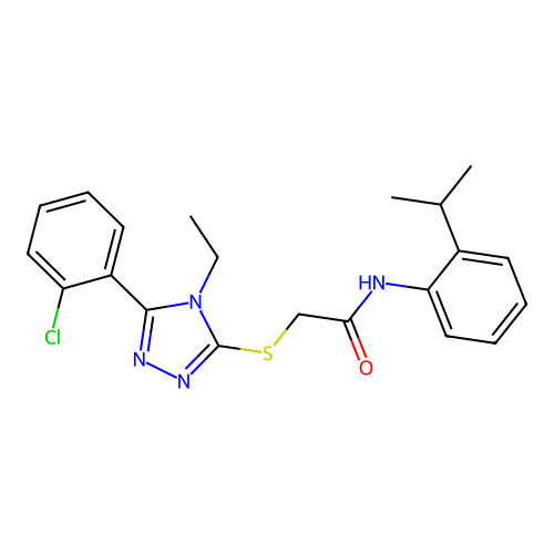2-((5-(2-chlorophenyl)-4-ethyl-4H-1,2,4-triazol-3-yl)thio)-N-(2-isopropylphenyl)acetamide structure