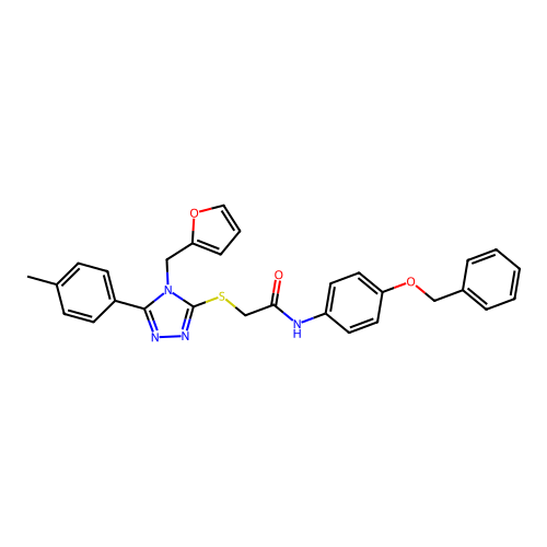 2-[[4-(furan-2-ylmethyl)-5-(4-methylphenyl)-1,2,4-triazol-3-yl]sulfanyl]-N-(4-phenylmethoxyphenyl)acetamide structure