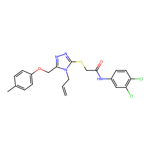 2-((4-allyl-5-((p-tolyloxy)methyl)-4H-1,2,4-triazol-3-yl)thio)-N-(3,4-dichlorophenyl)acetamide structure
