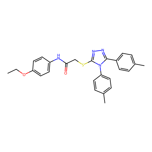 2-[[4,5-bis(4-methylphenyl)-1,2,4-triazol-3-yl]sulfanyl]-N-(4-ethoxyphenyl)acetamide structure