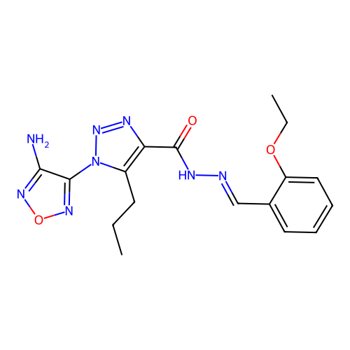 (E)-1-(4-amino-1,2,5-oxadiazol-3-yl)-N'-(2-ethoxybenzylidene)-5-propyl-1H-1,2,3-triazole-4-carbohydrazide structure