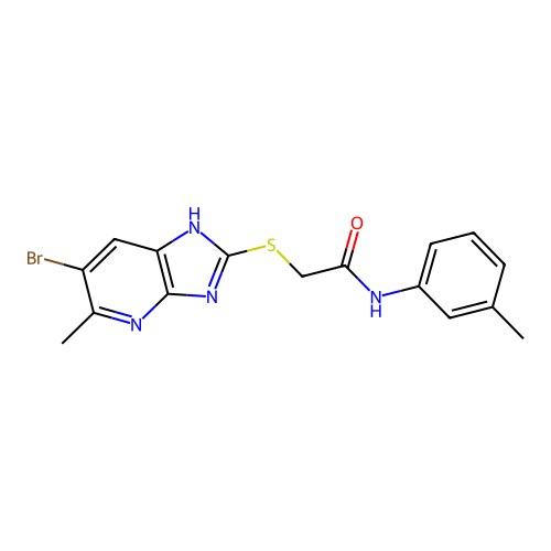 2-[(6-bromo-5-methyl-1H-imidazo[4,5-b]pyridin-2-yl)sulfanyl]-N-(3-methylphenyl)acetamide structure