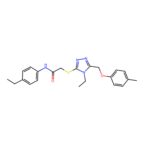 2-((4-ethyl-5-((p-tolyloxy)methyl)-4H-1,2,4-triazol-3-yl)thio)-N-(4-ethylphenyl)acetamide structure