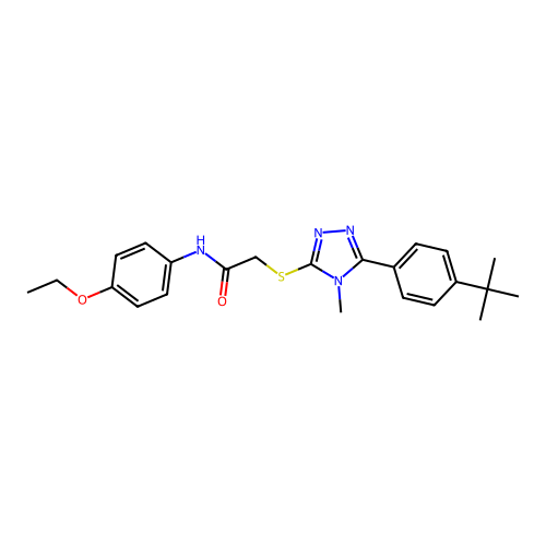 2-((5-(4-(tert-butyl)phenyl)-4-methyl-4H-1,2,4-triazol-3-yl)thio)-N-(4-ethoxyphenyl)acetamide structure