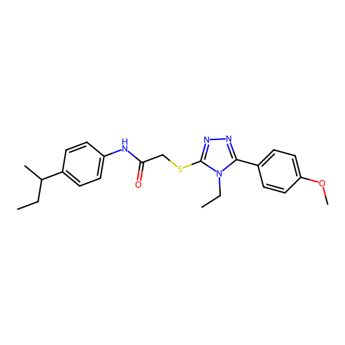 N-(4-(sec-butyl)phenyl)-2-((4-ethyl-5-(4-methoxyphenyl)-4H-1,2,4-triazol-3-yl)thio)acetamide structure