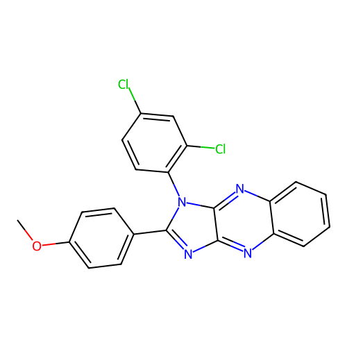 1-(2,4-dichlorophenyl)-2-(4-methoxyphenyl)-1H-imidazo[4,5-b]quinoxaline structure