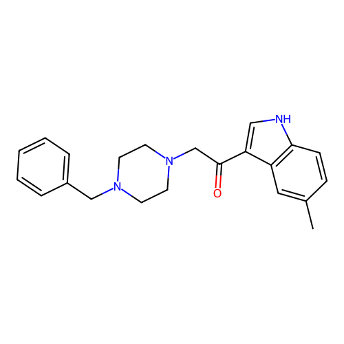 2-(4-benzylpiperazin-1-yl)-1-(5-methyl-1H-indol-3-yl)ethanone structure