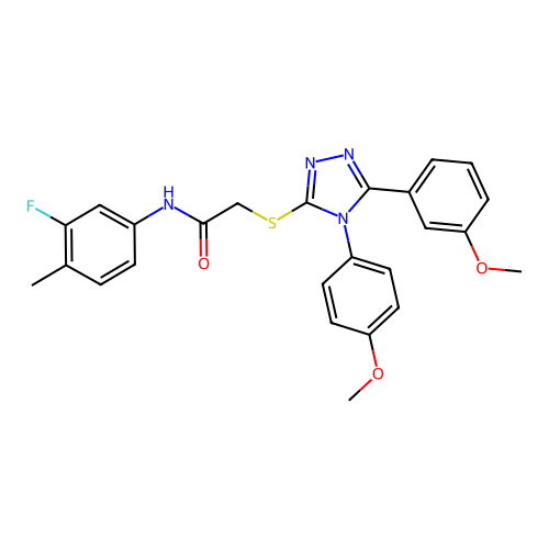 N-(3-fluoro-4-methylphenyl)-2-{[5-(3-methoxyphenyl)-4-(4-methoxyphenyl)-4H-1,2,4-triazol-3-yl]sulfanyl}acetamide structure