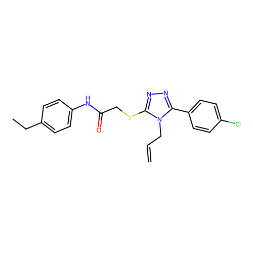 2-((4-allyl-5-(4-chlorophenyl)-4H-1,2,4-triazol-3-yl)thio)-N-(4-ethylphenyl)acetamide structure