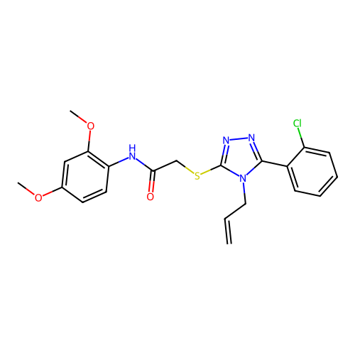 2-[[5-(2-chlorophenyl)-4-prop-2-enyl-1,2,4-triazol-3-yl]sulfanyl]-N-(2,4-dimethoxyphenyl)acetamide structure