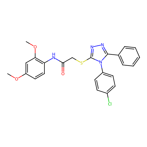 2-[[4-(4-chlorophenyl)-5-phenyl-1,2,4-triazol-3-yl]sulfanyl]-N-(2,4-dimethoxyphenyl)acetamide structure