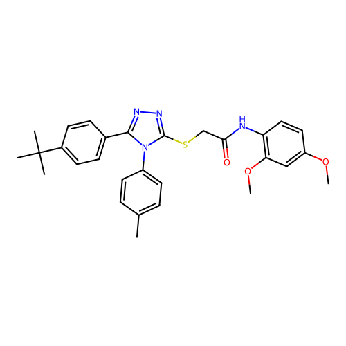 2-{[5-(4-tert-butylphenyl)-4-(4-methylphenyl)-4H-1,2,4-triazol-3-yl]sulfanyl}-N-(2,4-dimethoxyphenyl)acetamide structure