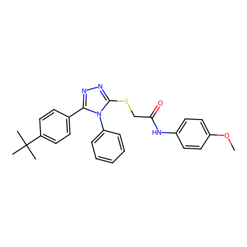 2-{[5-(4-tert-butylphenyl)-4-phenyl-4H-1,2,4-triazol-3-yl]sulfanyl}-N-(4-methoxyphenyl)acetamide structure