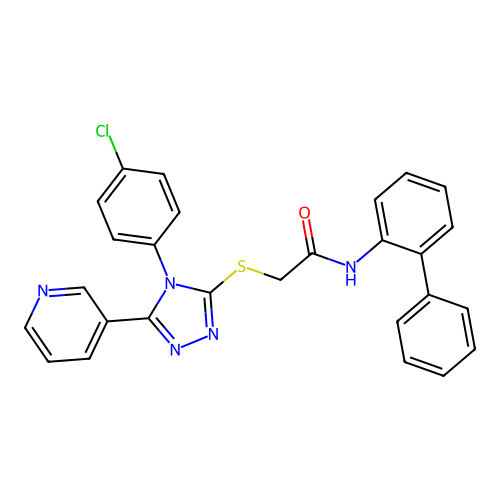 2-[[4-(4-chlorophenyl)-5-pyridin-3-yl-1,2,4-triazol-3-yl]sulfanyl]-N-(2-phenylphenyl)acetamide structure