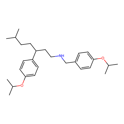 N-(4-isopropoxybenzyl)-3-(4-isopropoxyphenyl)-6-methylheptan-1-amine structure
