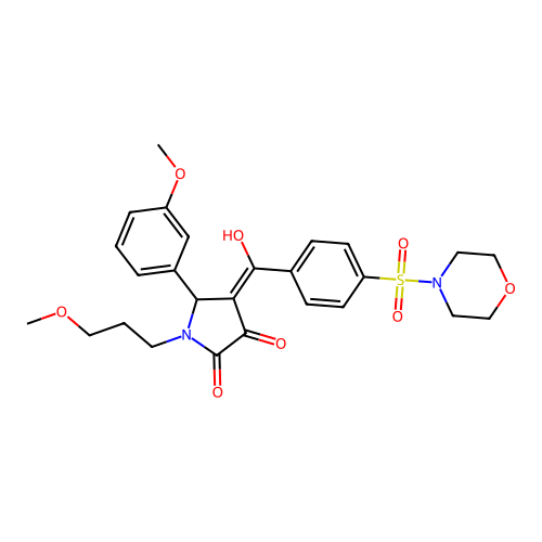 (4E)-4-[hydroxy-(4-morpholin-4-ylsulfonylphenyl)methylidene]-5-(3-methoxyphenyl)-1-(3-methoxypropyl)pyrrolidine-2,3-dione structure