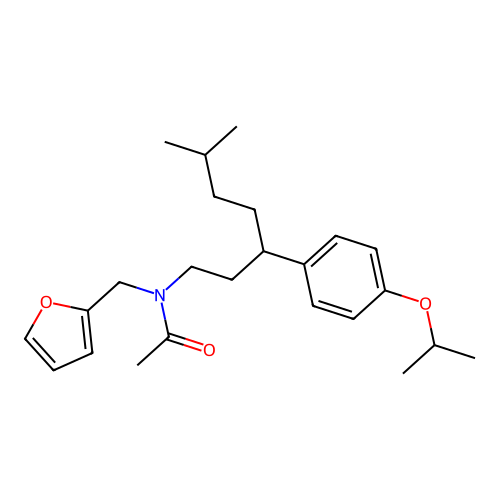 N-(furan-2-ylmethyl)-N-(3-(4-isopropoxyphenyl)-6-methylheptyl)acetamide structure