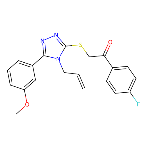 2-((4-allyl-5-(3-methoxyphenyl)-4H-1,2,4-triazol-3-yl)thio)-1-(4-fluorophenyl)ethanone structure