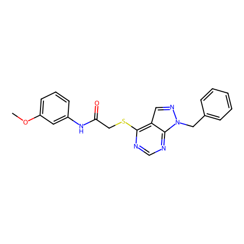 2-((1-benzyl-1H-pyrazolo[3,4-d]pyrimidin-4-yl)thio)-N-(3-methoxyphenyl)acetamide structure