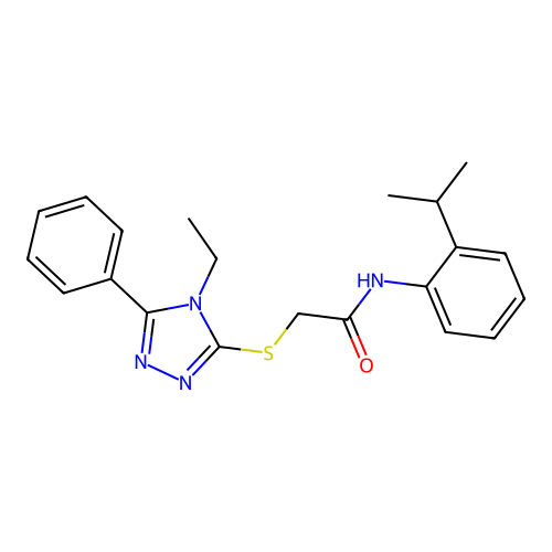 2-((4-ethyl-5-phenyl-4H-1,2,4-triazol-3-yl)thio)-N-(2-isopropylphenyl)acetamide structure