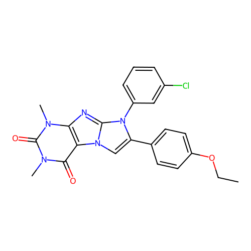 8-(3-chlorophenyl)-7-(4-ethoxyphenyl)-1,3-dimethyl-1H-imidazo[2,1-f]purine-2,4(3H,8H)-dione structure