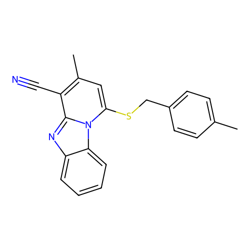 3-Methyl-1-[(4-methylbenzyl)sulfanyl]pyrido[1,2-a]benzimidazole-4-carbonitrile structure