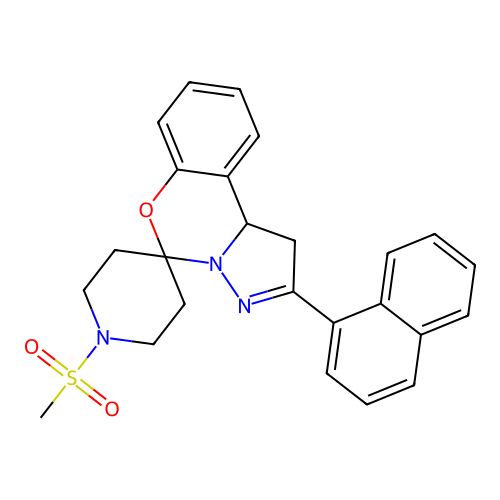 1'-(methylsulfonyl)-2-(naphthalen-1-yl)-1,10b-dihydrospiro[benzo[e]pyrazolo[1,5-c][1,3]oxazine-5,4'-piperidine] structure