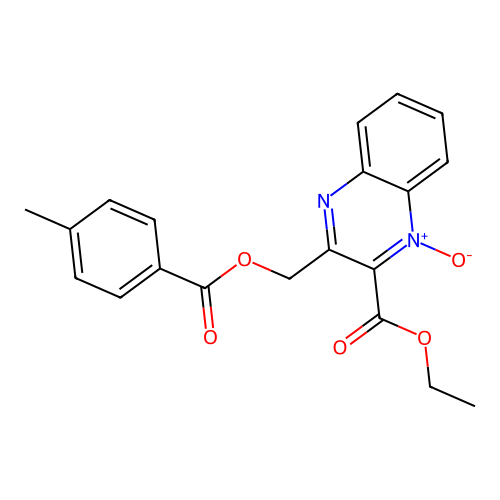 Ethyl 3-[(4-methylbenzoyl)oxymethyl]-1-oxidoquinoxalin-1-ium-2-carboxylate structure