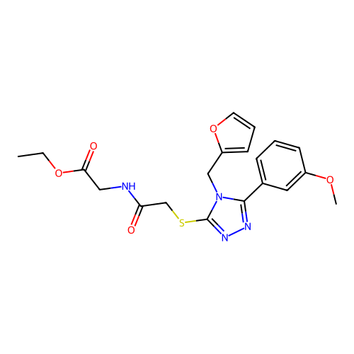 ethyl 2-(2-((4-(furan-2-ylmethyl)-5-(3-methoxyphenyl)-4H-1,2,4-triazol-3-yl)thio)acetamido)acetate structure