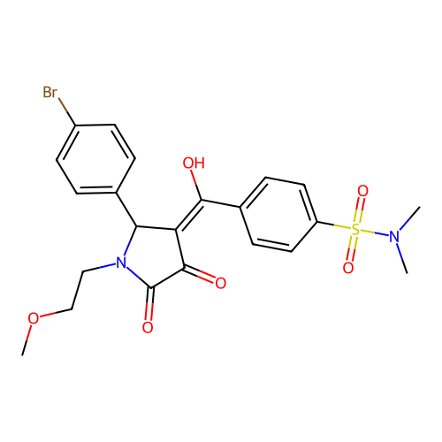 4-(2-(4-bromophenyl)-4-hydroxy-1-(2-methoxyethyl)-5-oxo-2,5-dihydro-1H-pyrrole-3-carbonyl)-N,N-dimethylbenzenesulfonamide structure