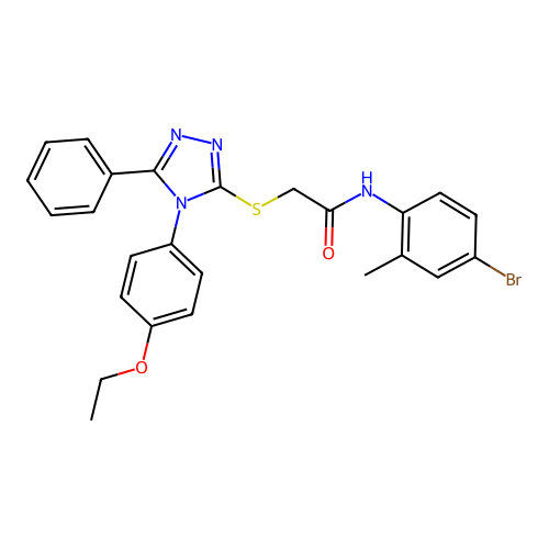 N-(4-bromo-2-methylphenyl)-2-{[4-(4-ethoxyphenyl)-5-phenyl-4H-1,2,4-triazol-3-yl]sulfanyl}acetamide structure