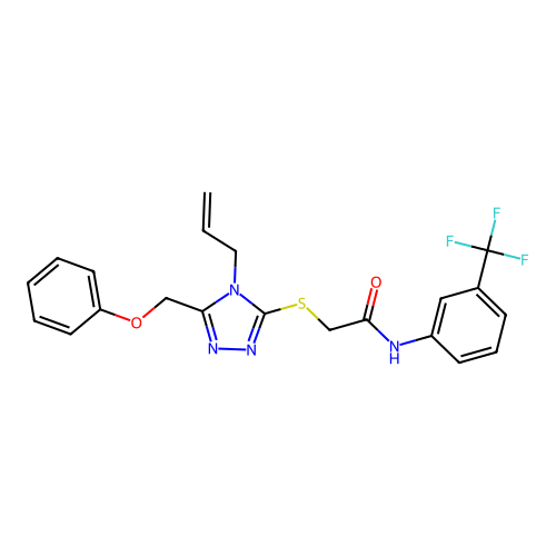 2-{[5-(phenoxymethyl)-4-(prop-2-en-1-yl)-4H-1,2,4-triazol-3-yl]sulfanyl}-N-[3-(trifluoromethyl)phenyl]acetamide structure
