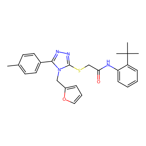 N-(2-tert-butylphenyl)-2-{[4-(furan-2-ylmethyl)-5-(4-methylphenyl)-4H-1,2,4-triazol-3-yl]sulfanyl}acetamide structure