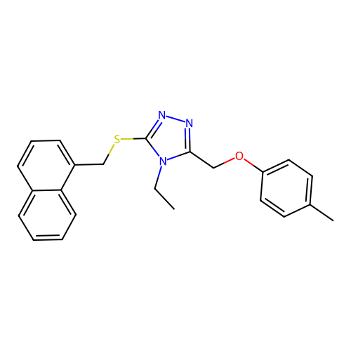 4-ethyl-3-[(4-methylphenoxy)methyl]-5-(naphthalen-1-ylmethylsulfanyl)-1,2,4-triazole structure